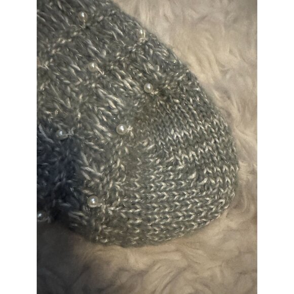 Artic Holiday Knit Christmas Stocking with Faux Pearls and Fur Trim - Picture 4 of 9